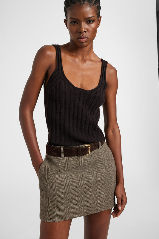 Ribbed pure cashmere tank top