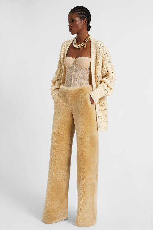 Cashmere cardigan with leaf stitch knit