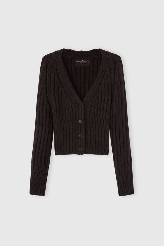 Deep V-neck cardigan in pure cashmere
