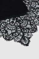 Black cashmere stole with wool rebrodé lace edge