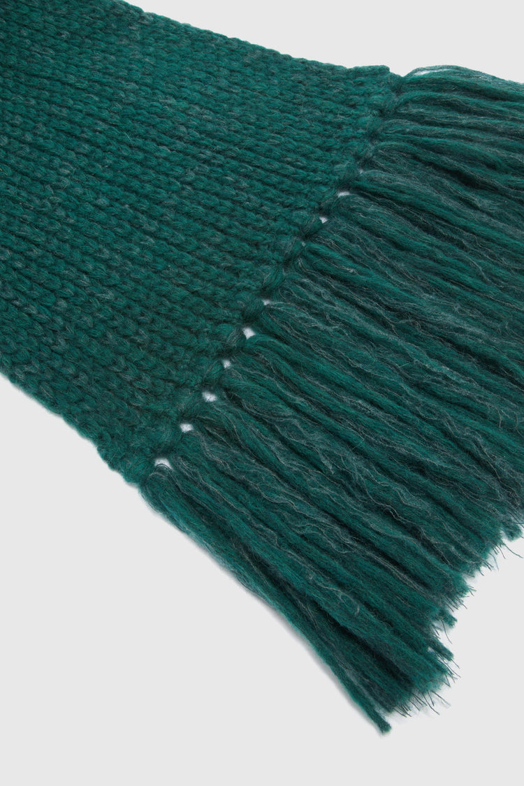 Alpaca and mohair blend scarf with tone-on-tone fringes