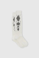 Cotton sock with argyle pattern and crystals