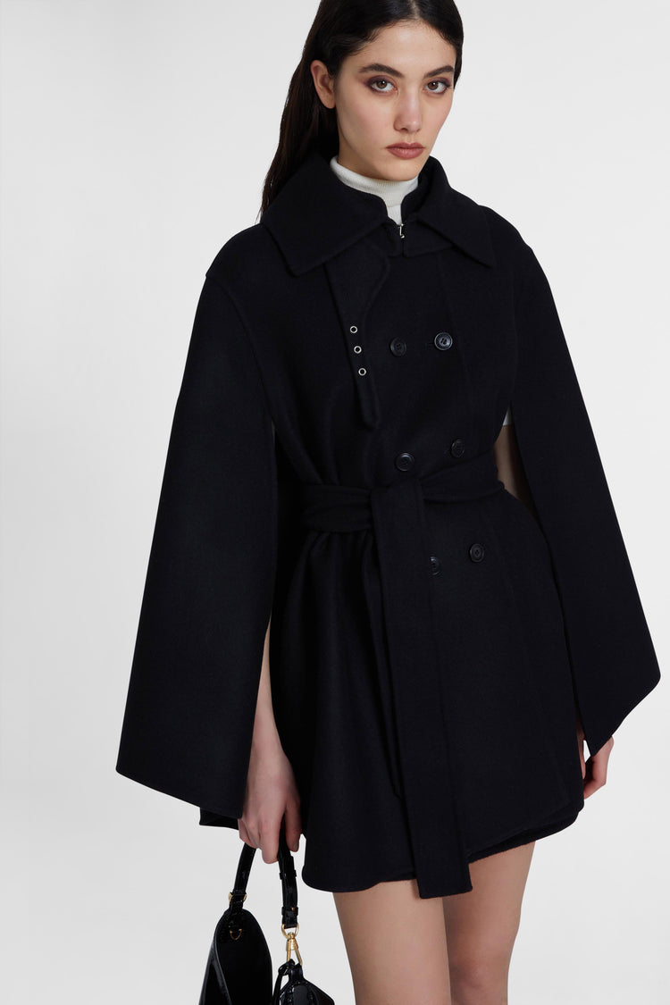 Double-breasted coat with matching buttons