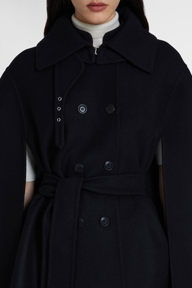 Double-breasted coat with matching buttons