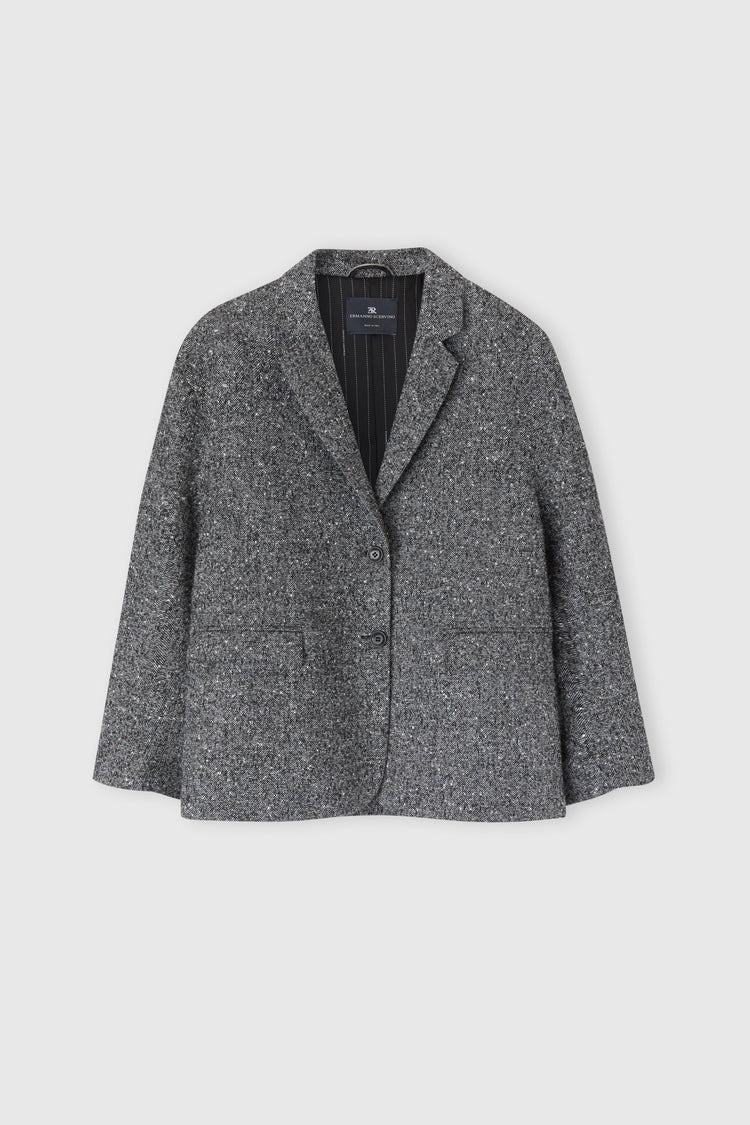Tailored jacket in wool blend with herringbone pattern