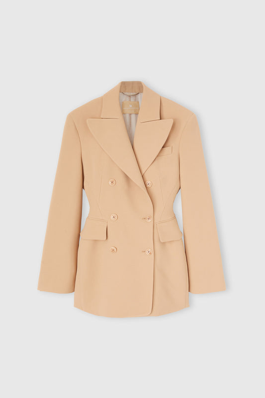 Sculptural double-breasted jacket in technical cady
