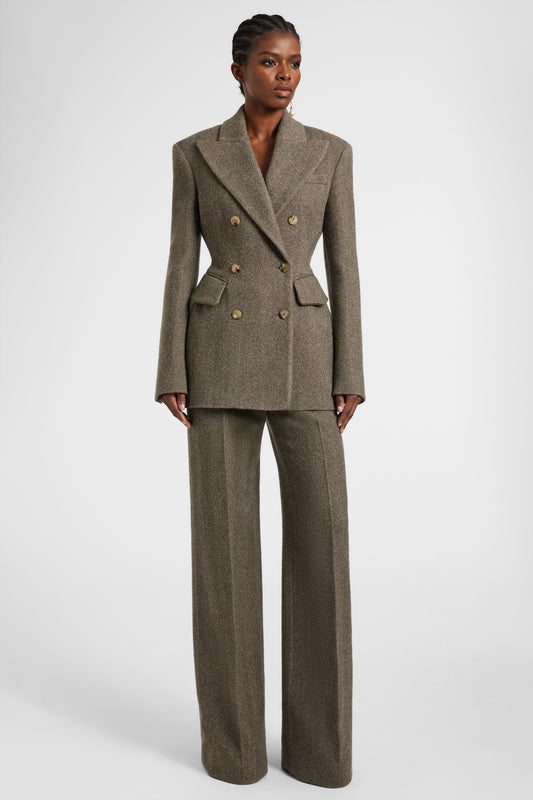 Sculptural double-breasted jacket in wool, silk and cashmere