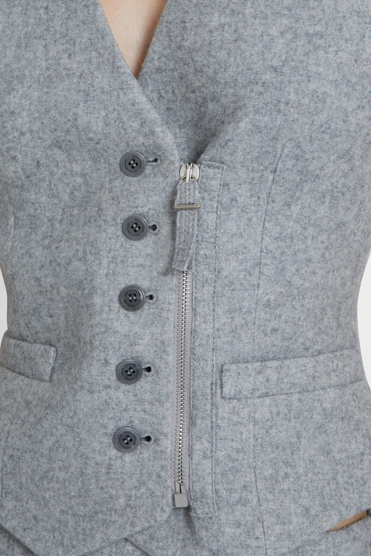 Wool blend vest with asymmetric zip
