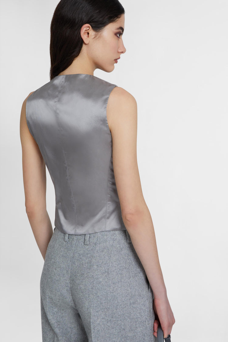 Wool blend vest with asymmetric zip