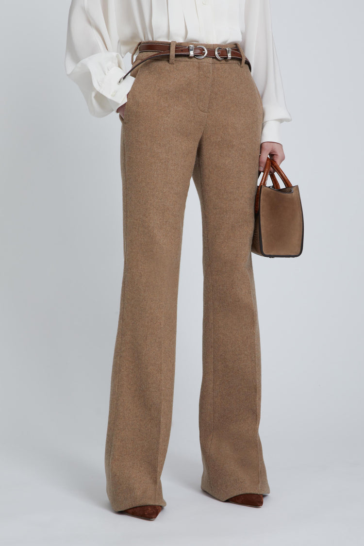 Wool blend bootcut trousers