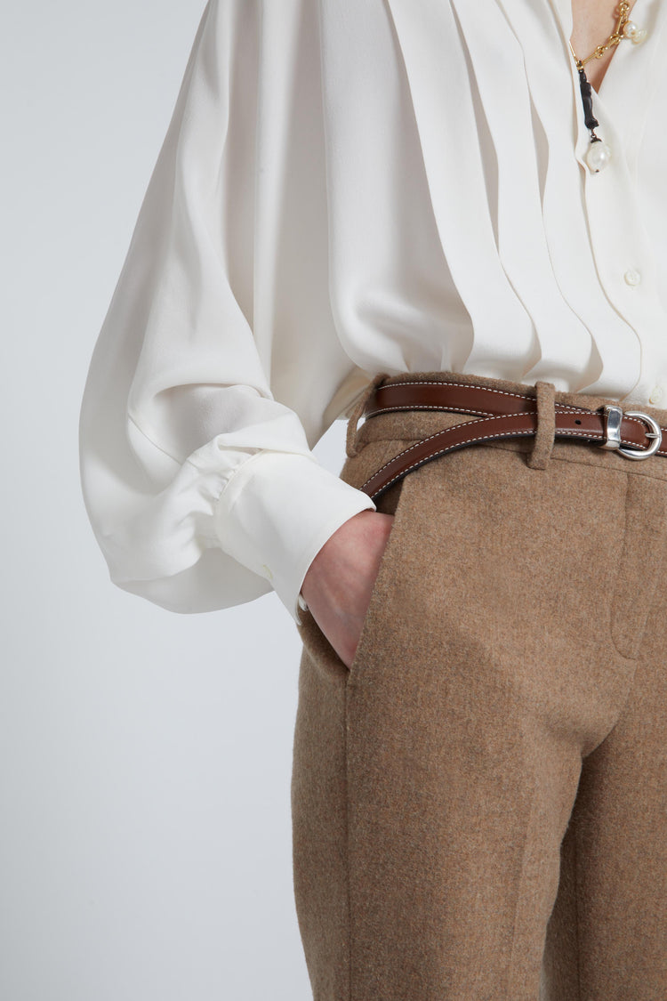 Wool blend bootcut trousers