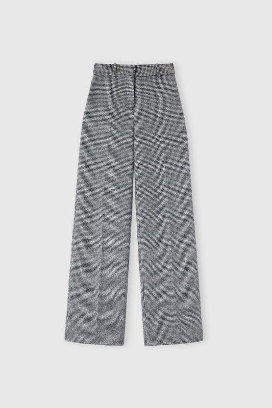 Pantalone palazzo in misto lana pied de poule