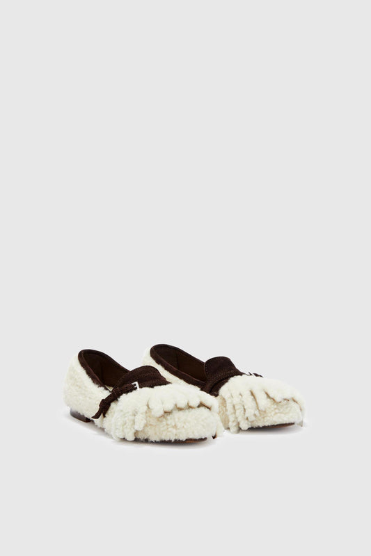 College shearling loafer with oversized fringe