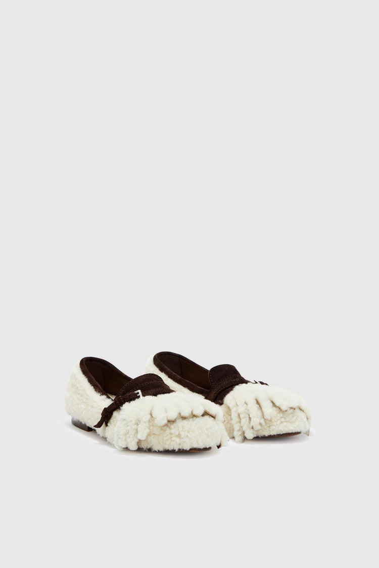 Mocassin College en shearling avec maxi frange