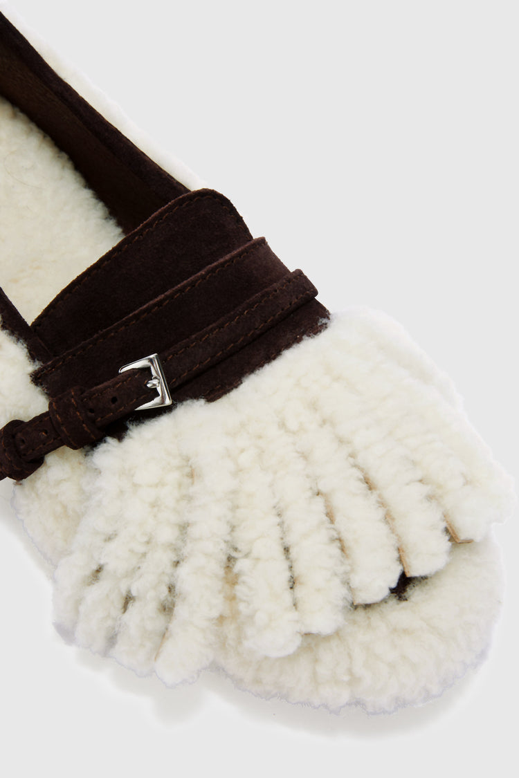 Mocassin College en shearling avec maxi frange