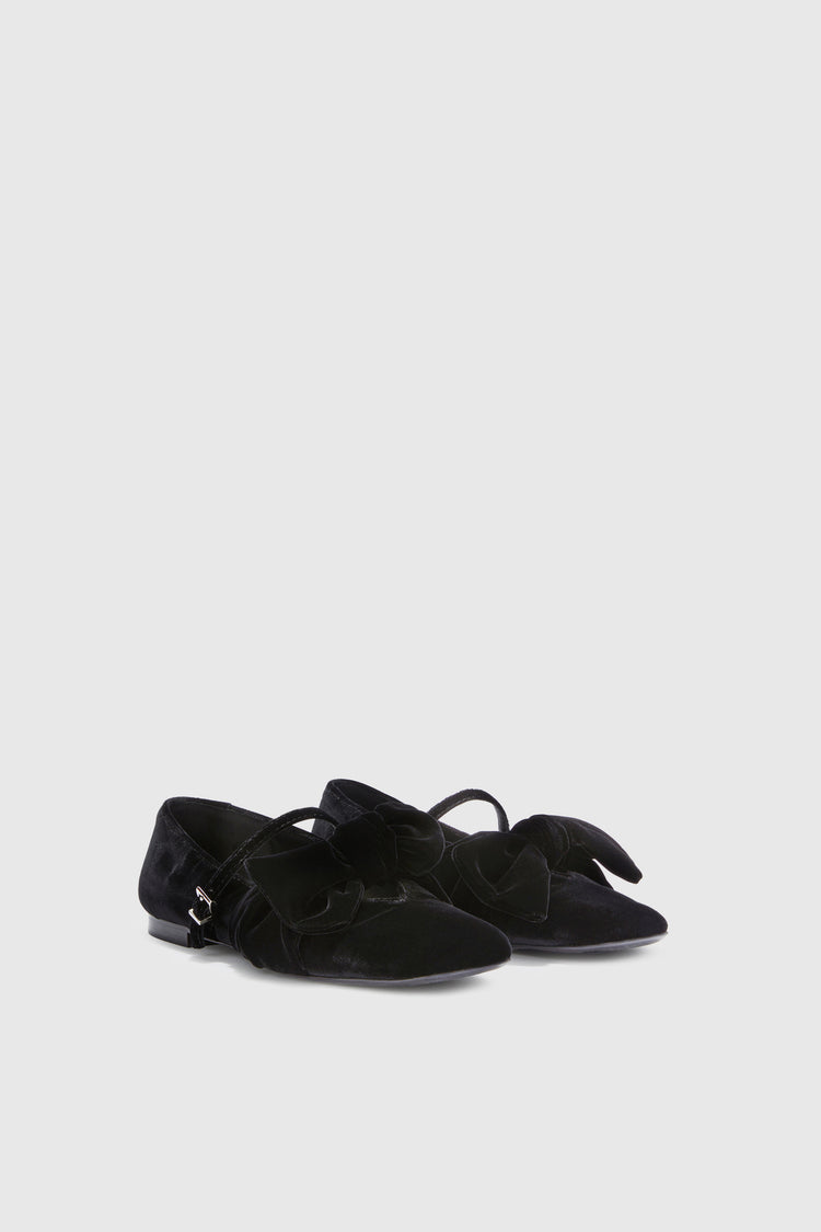 Velvet ballerina with oversized bow