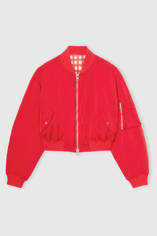 Technical fabric bomber with vichy interior