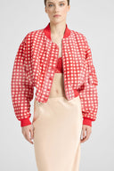 Technical fabric bomber with vichy interior