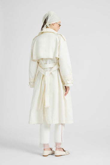 Double-breasted technical trench with hand-finished detailing