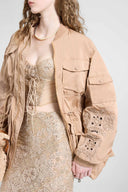 Oversized technical fabric parka