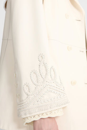 Double-Breasted Nappa Leather Jacket with Handcrafted Embroidery