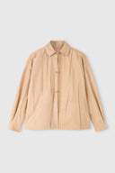 Giacca-camicia in pelle plissé