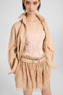 Giacca-camicia in pelle plissé