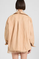 Giacca-camicia in pelle plissé