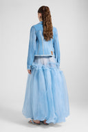 Georgette silk jacket with denim effect