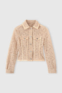 Bustier jacket in rebrodé lace with nappa trim