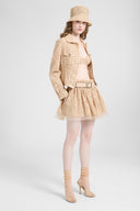 Bustier jacket in rebrodé lace with nappa trim