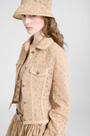 Bustier jacket in rebrodé lace with nappa trim