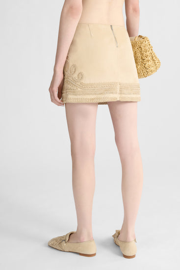 Suede Mini Skirt with Handcrafted Embroidery