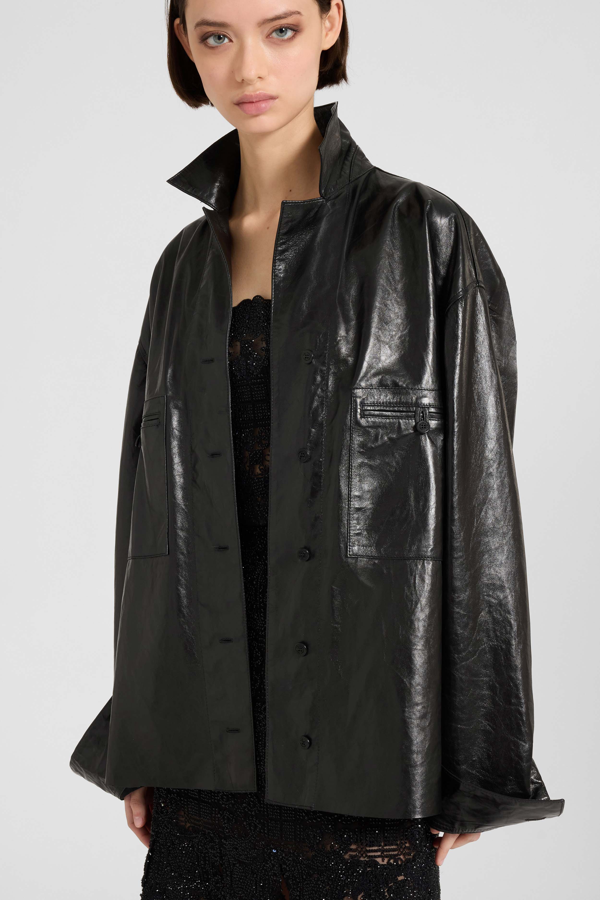 Lamb leather shirt