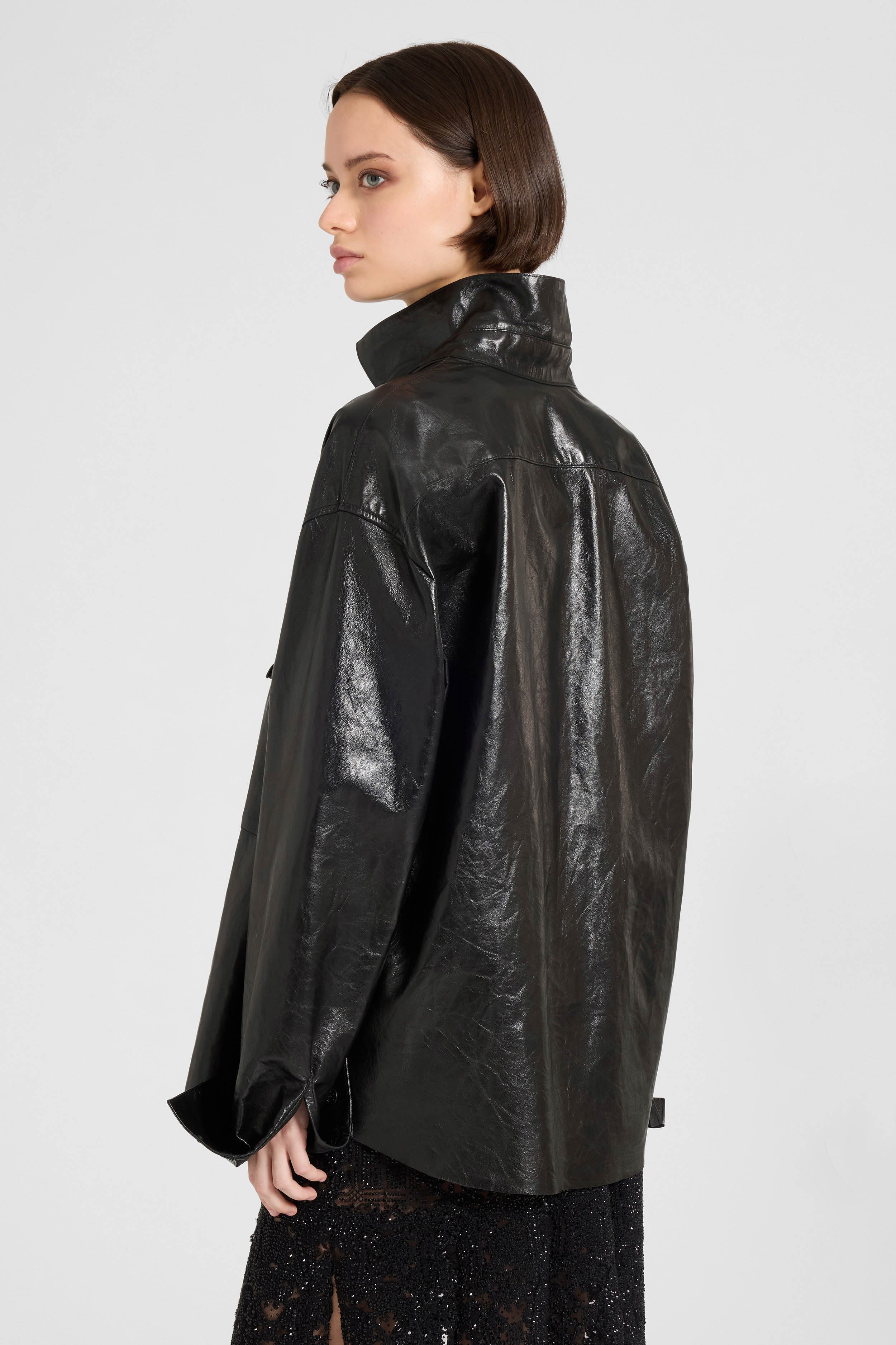 ジャケット・アウター ULTERIOR / LAMB LEATHER OVERLAID SHIRT Lamb leather shirt