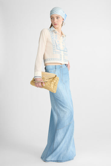 Boxy Cotton Muslin Shirt with Handcrafted Embroidery