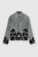 Silk Shirt with Vichy Pattern and Hand-Applied Rebrodé Lace