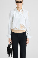 Cotton Poplin Shirt with Patchwork Details and Valencienne Lace