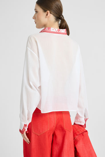 Camicia in mussola di cotone con ricamo Manjaro