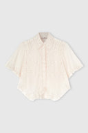 Cropped Cotton Muslin Shirt with Valencienne Lace