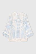 Silk Blouse with Vichy Print and Valencienne Lace