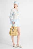 Silk Blouse with Vichy Print and Valencienne Lace