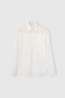 Poplin shirt with pleating and Valencienne lace