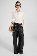 Poplin shirt with pleating and Valencienne lace