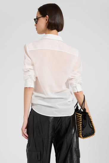 Poplin shirt with pleating and Valencienne lace