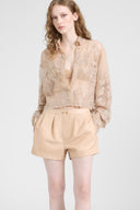 Boxy embroidered tulle shirt
