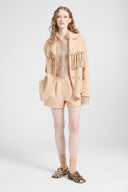 Boxy embroidered tulle shirt