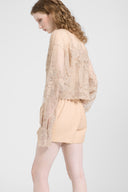 Boxy embroidered tulle shirt