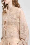 Boxy embroidered tulle shirt