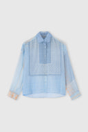 Patchwork cotton-silk muslin shirt with bandana print